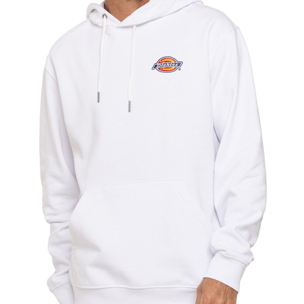 Men's Dickies White Hoodie Size M Embroidered Logo Cotton Blend Pocket NWT